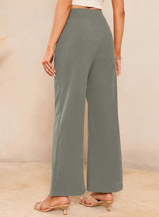 Women's  Elastic Waist H-Line Wide Leg Pants Daily Going Out Pants Apricot Casual Split Joint Plain Spring/Fall Pants