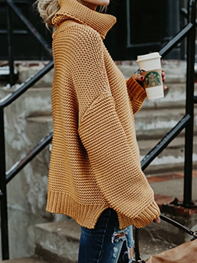 Loose Lady Romance Split Joint Plain Sweater