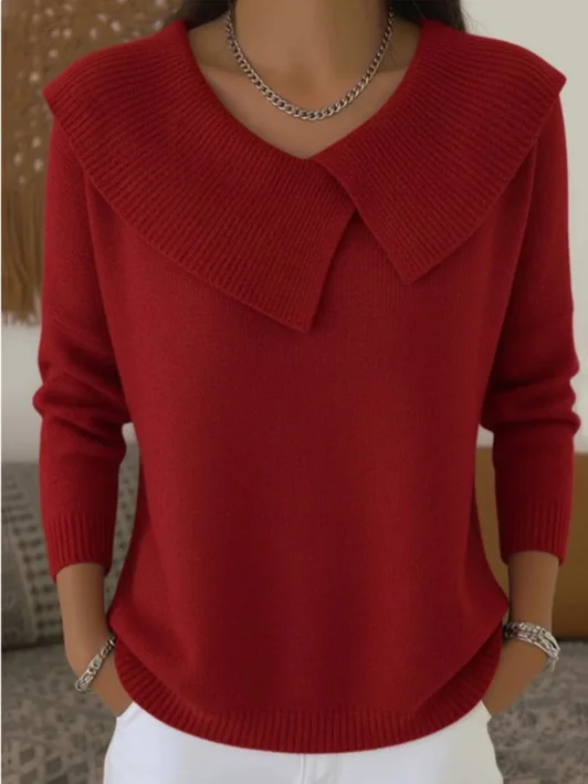 Loose Elegant Knitted Shawl Collar Sweater
