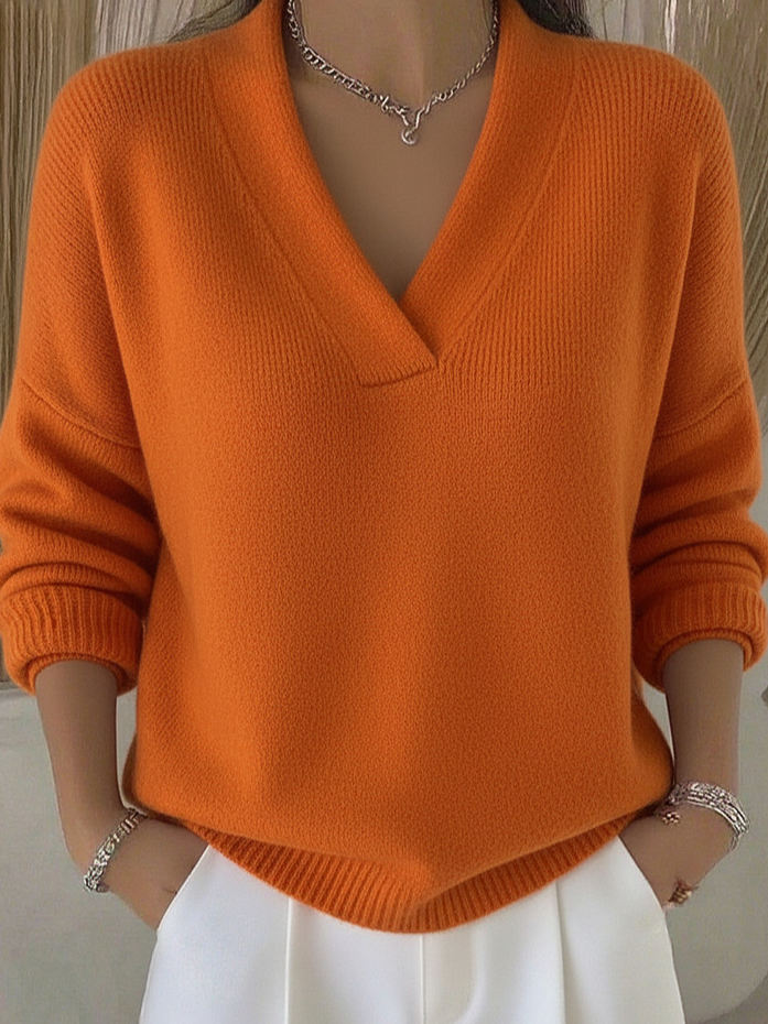 Casual Plain Split Joint Cotton Sweater