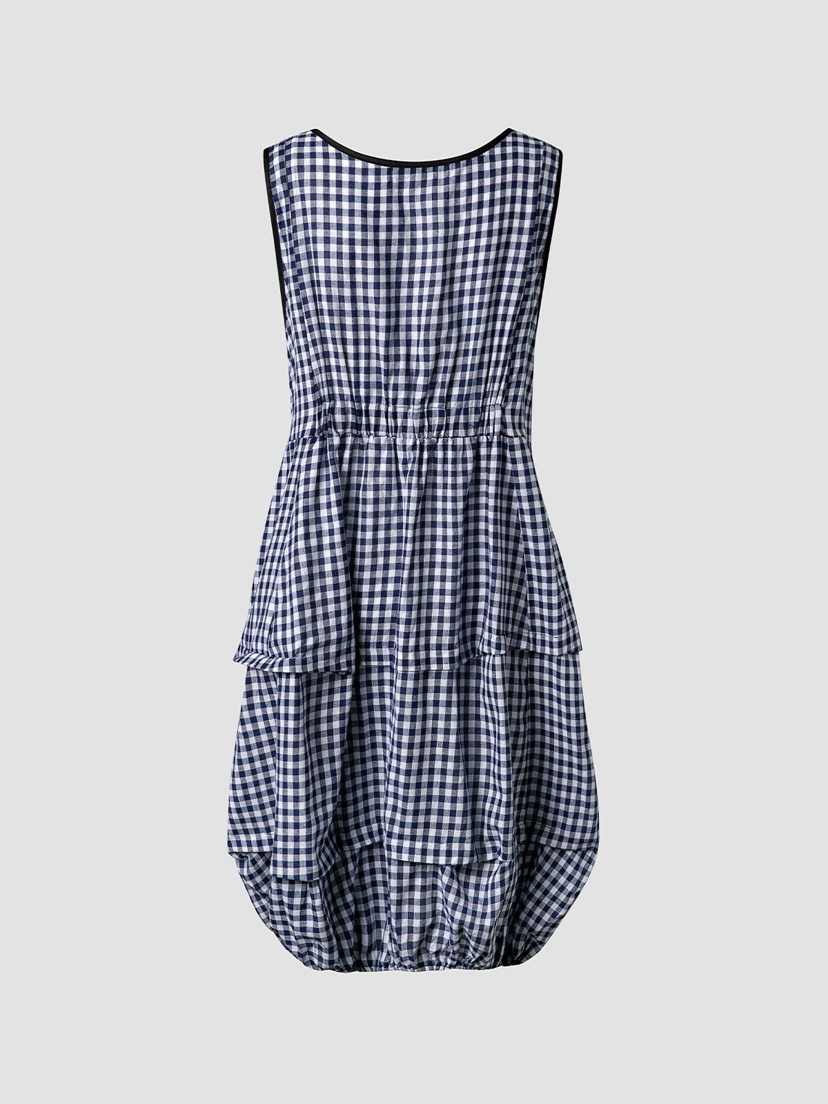 Checkered Summer MIdi Women Dress With Pockets