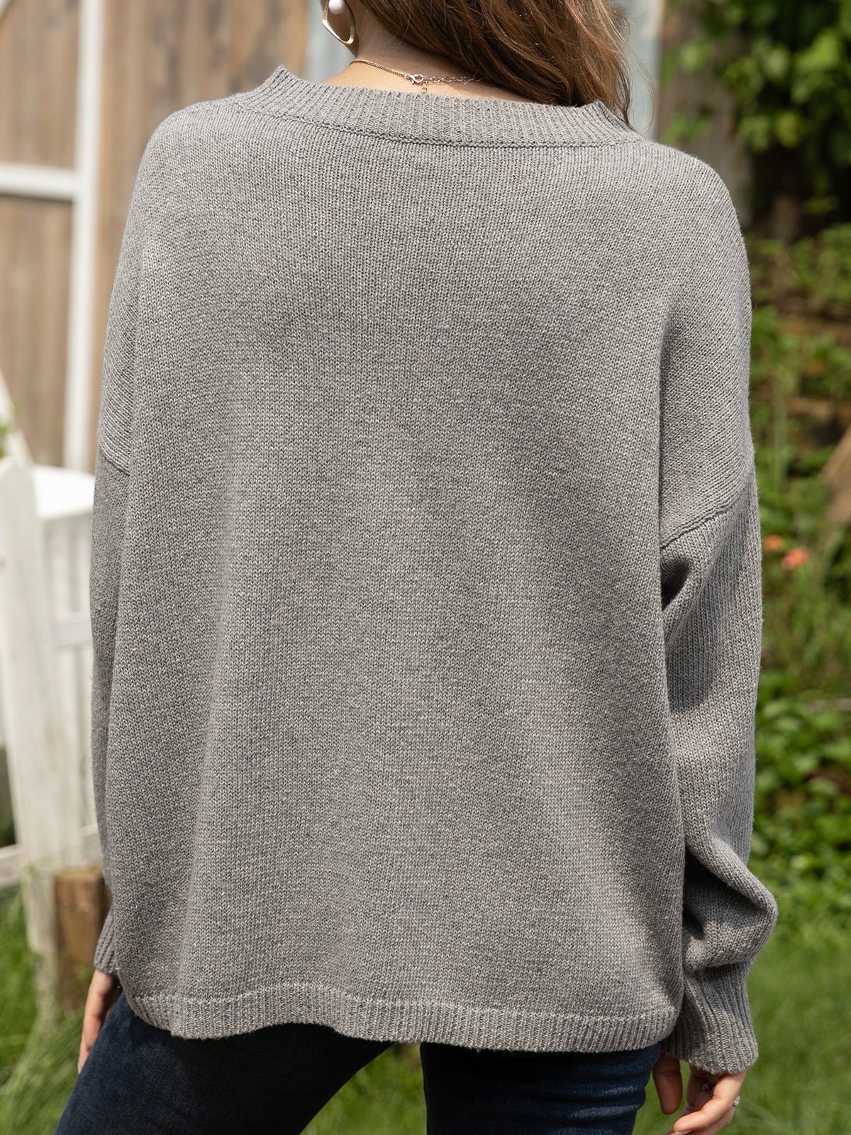 Long Sleeve Bateau/boat Neck Sweater