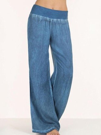 Basic Solid Casual Pants Denim Trousers
