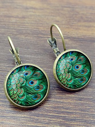 Vintage Peacock Feathers Pattern Earrings