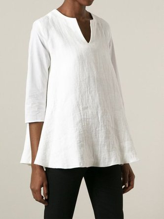 Simple & Basic A-Line 3/4 Sleeve Solid Tops