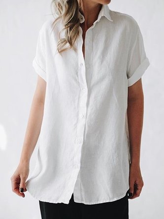 White Short Sleeve Shirt Blouse Top