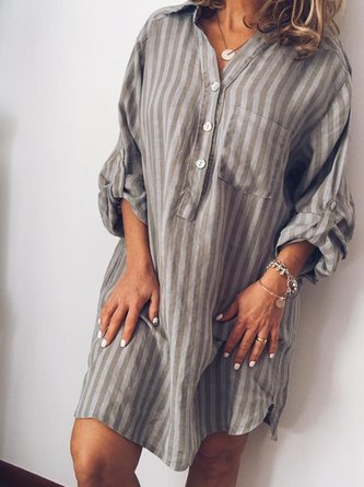 Plus Size Women Casual Printed Striped Dresses