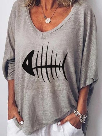 Women Long Sleeves V Neck  Loose-Ness Fit Shirt Top Tunic