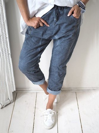 Casual Solid Pants With Pockets
