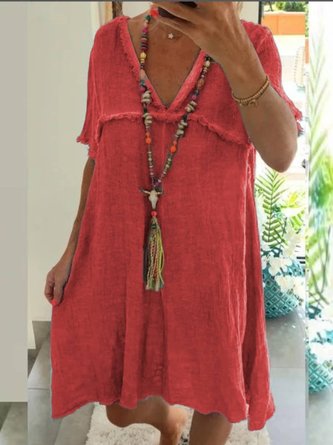 Cotton-Blend Casual Women Dress
