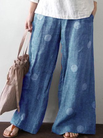 Vintage Loose Cotton-Blend Pants