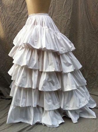 Paneled Cotton-Blend Plain Skirts