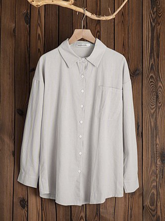 Long Sleeve Cotton-Blend Casual Shirts & Tops