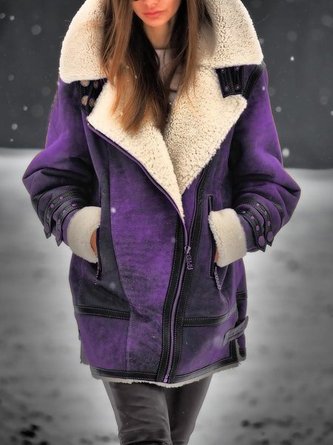Women Winter Long Sleeve Faux Leather Coat