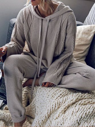 Gray Casual Long Sleeve Two Piece Set