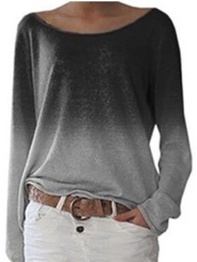Women  Ombre /tie-Dye Cotton Long Sleeve Shirts & Tops