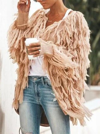 Casual Fringed Outerwear