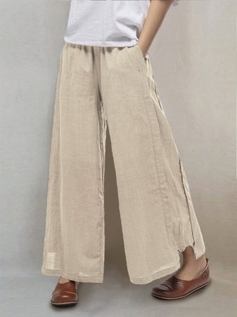 Pockets Cotton Solid Pants