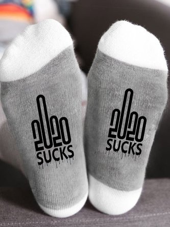 2020 Middle Finger Graphic Crew Socks