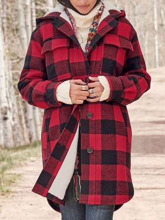 Plaid Long Sleeve Casual Outerwear