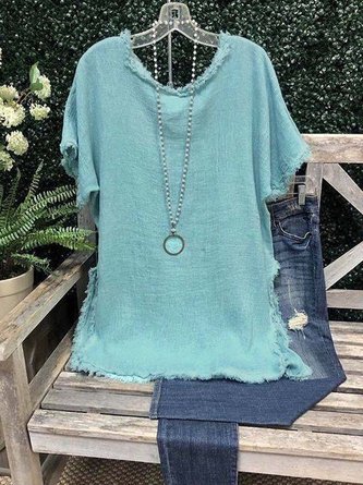 Casual Short Sleeve Crew Neck Top