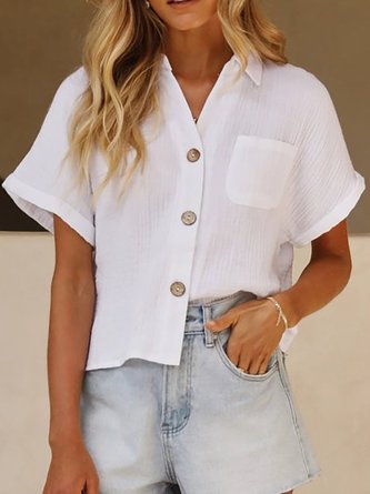 Short Sleeve Plain Shift Tops