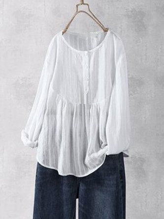 Casual Long Sleeve Shirt Collar Top