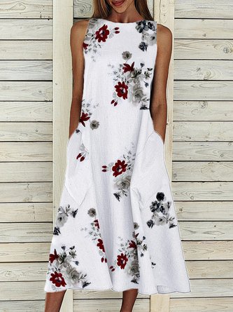 Sleeveless Casual Shift Floral Dress
