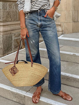 Plus size Casual Solid Jeans