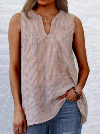 Sleeveless Casual V Neck Blouse