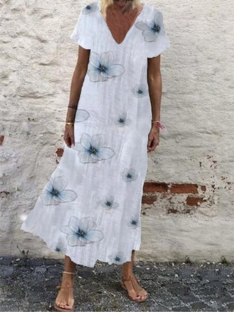New Women Chic Vintage Boho Holiday Casual Short Sleeve Basic Women Dress