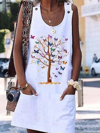 Cotton-Blend Plants Sleeveless Spaghetti Women Dress