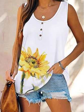 Casual sunflower print Vest