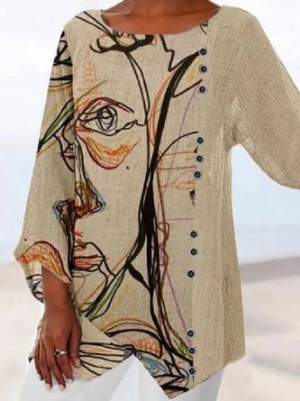 Casual fashion abstract character print Shirt & Top