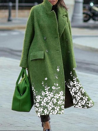Floral Casual Lapel Loosen Overcoat