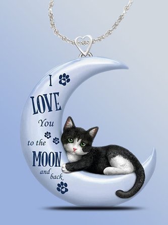 Resin Moon Cat Necklace