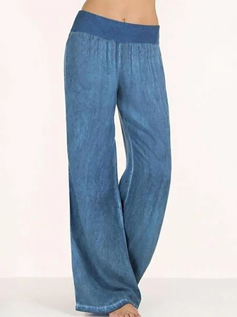 Women High Waist  Basic Solid Casual Pants Denim Pants