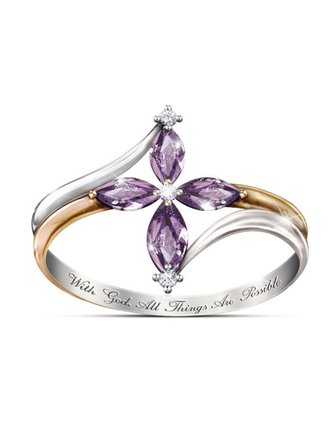 Clover Clover Inlaid Purple Crystal Zircon ring