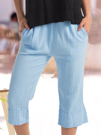 Holiday Casual Elastic waist Casual Solid Cropped Pants