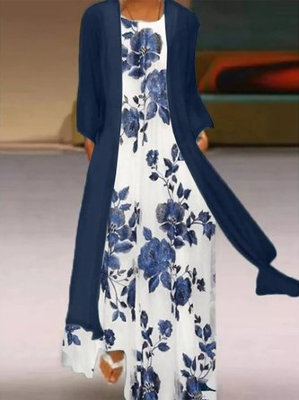 Floral Casual Loose Long Sleeve Women Dress