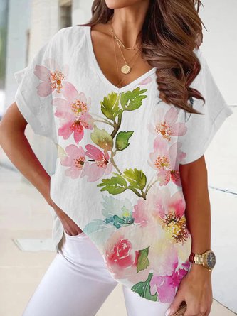 Holiday watercolor flower series blouse T-shirt
