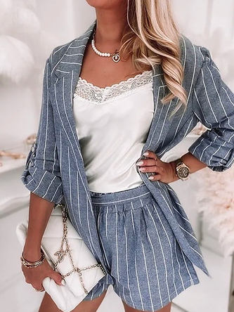 Striped Casual Geometric Loose Two Piece Sets