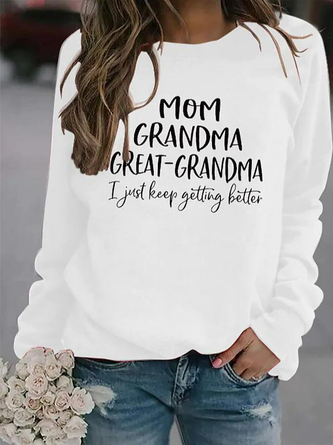 Women Casual Text Letter Autumn Daily Loose Long sleeve Crew Neck H-Line Regular Size Sweatshirt