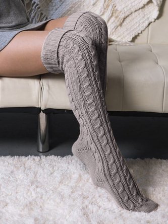 Casual Home Spiral Pattern Mid-Length Knee Pile of Wool Socks