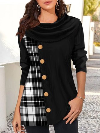 Casual Pile of collar Regular Fit Buttoned Top