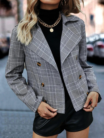 Urban Plaid Double Breasted Trench Coat
