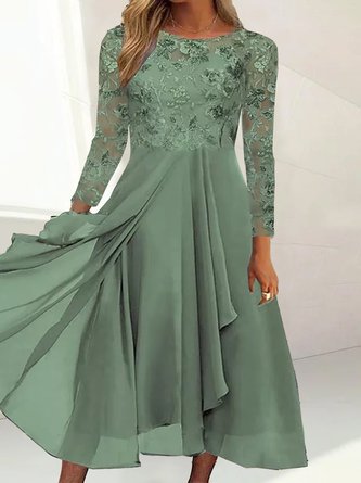 Elegant Regular Fit Lace Party And Wedding Midi Dresses