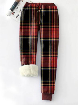 Christmas Plaid Fleece Warm Casual Pants
