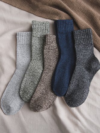 5pcs Casual Plain Socks Set Everyday Basic Socks for Women (1 Pair)