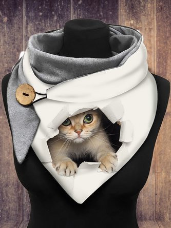 Casual Cat Pattern Triangle Scarf Everyday Basic Accessory